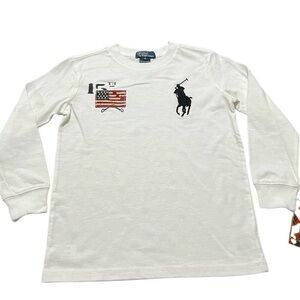 Polo Ralph Lauren Boys White Polo Long Sleeve Size 6 NWT